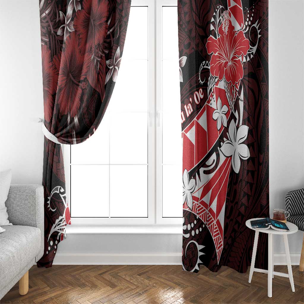 Hawaii Valentine Day Window Curtain Polynesian Hibiscus Art Style Red LT05 - Polynesian Pride