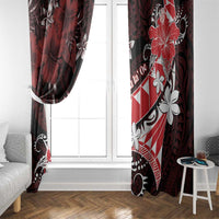 Hawaii Valentine Day Window Curtain Polynesian Hibiscus Art Style Red LT05 - Polynesian Pride
