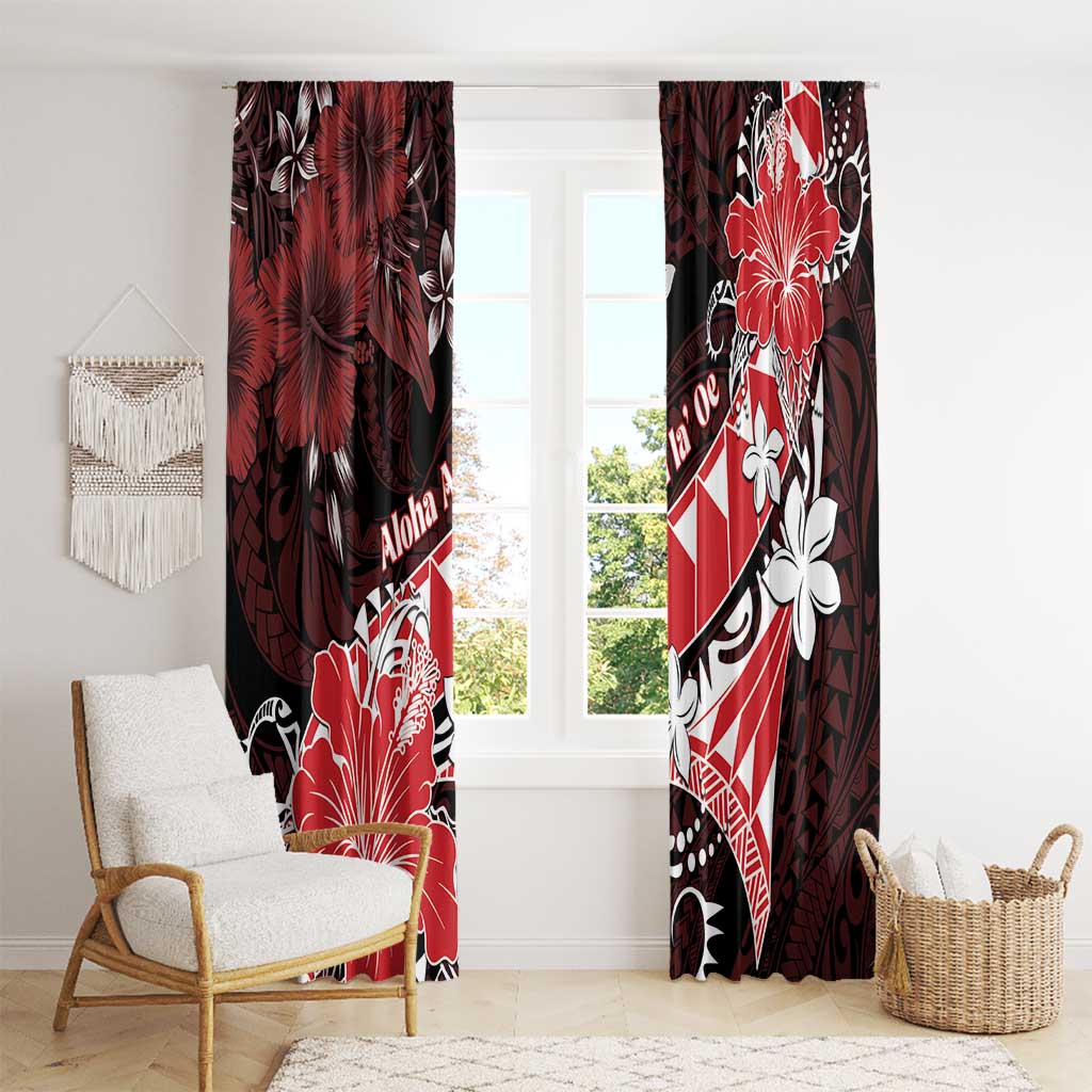Hawaii Valentine Day Window Curtain Polynesian Hibiscus Art Style Red LT05 - Polynesian Pride