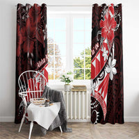 Hawaii Valentine Day Window Curtain Polynesian Hibiscus Art Style Red LT05 - Polynesian Pride