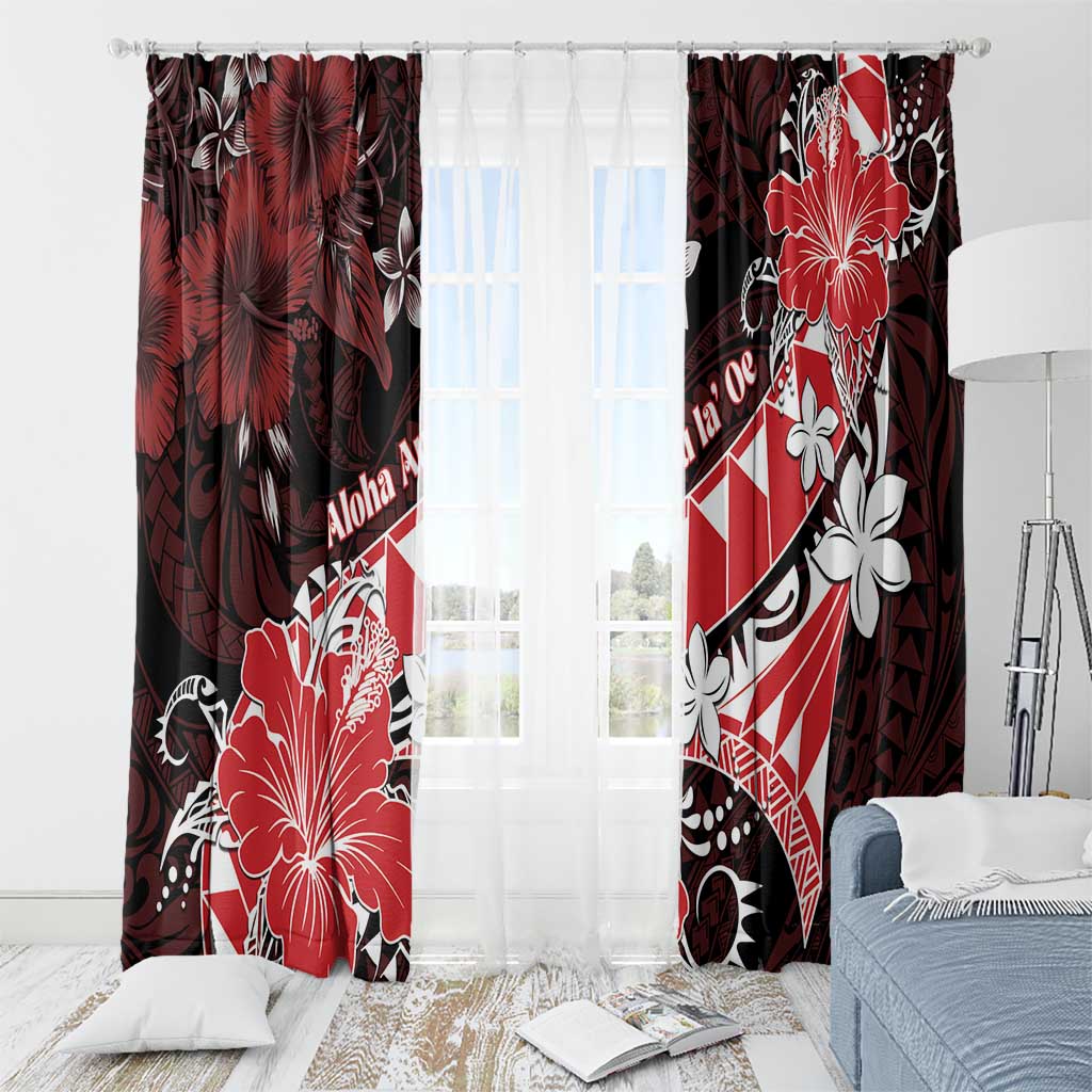 Hawaii Valentine Day Window Curtain Polynesian Hibiscus Art Style Red LT05 - Polynesian Pride