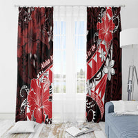 Hawaii Valentine Day Window Curtain Polynesian Hibiscus Art Style Red LT05 - Polynesian Pride