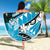 Hawaii Valentine Day Beach Blanket Polynesian Hibiscus Art Style Turquoise