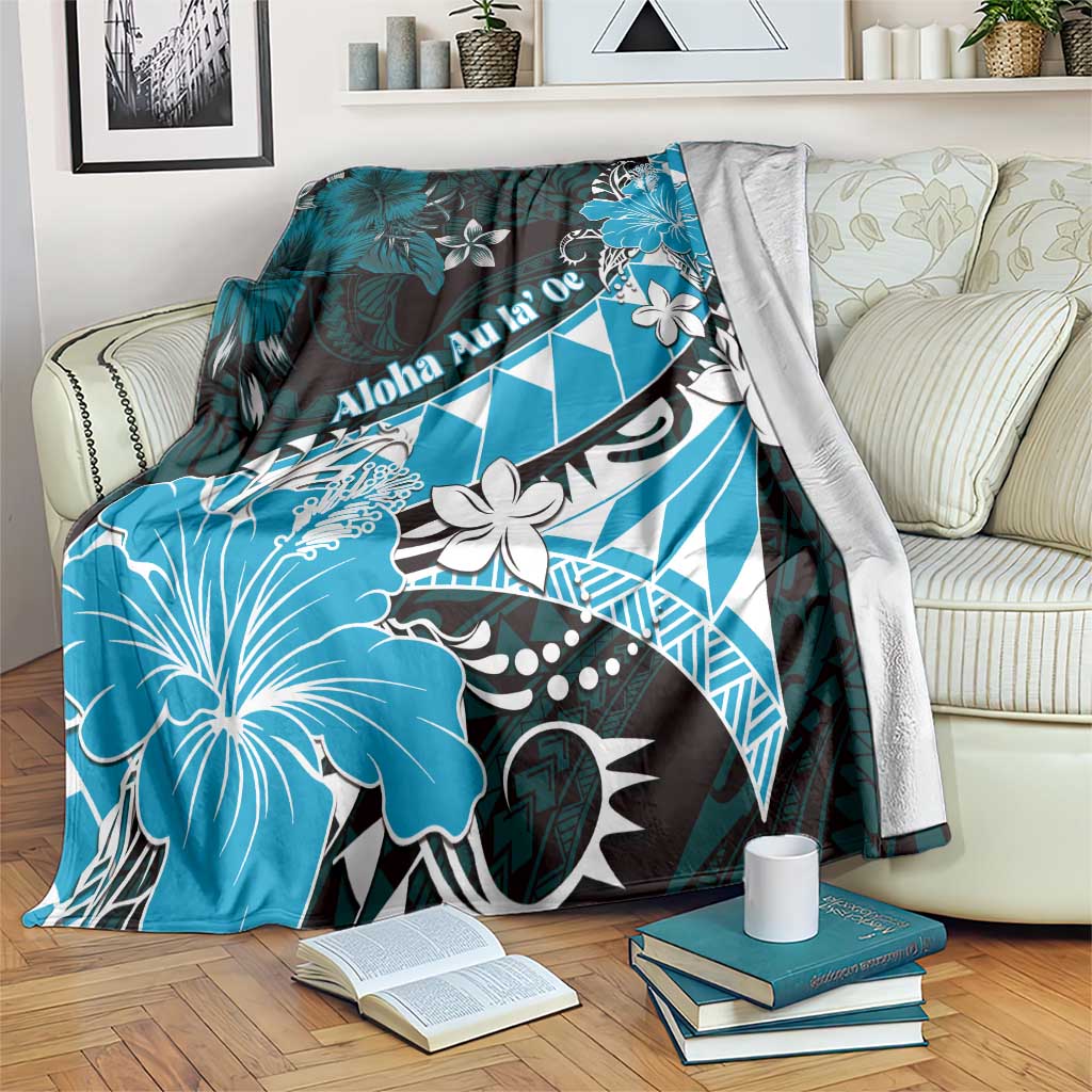 Hawaii Valentine Day Blanket Polynesian Hibiscus Art Style Turquoise LT05 Turquoise - Polynesian Pride