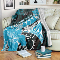 Hawaii Valentine Day Blanket Polynesian Hibiscus Art Style Turquoise LT05 Turquoise - Polynesian Pride