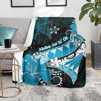 Hawaii Valentine Day Blanket Polynesian Hibiscus Art Style Turquoise LT05 - Polynesian Pride