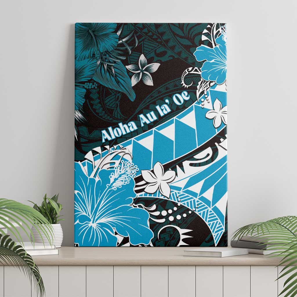 Hawaii Valentine Day Canvas Wall Art Polynesian Hibiscus Art Style Turquoise LT05 - Polynesian Pride