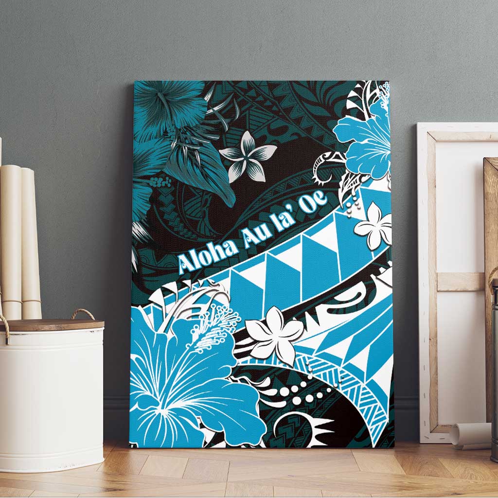 Hawaii Valentine Day Canvas Wall Art Polynesian Hibiscus Art Style Turquoise LT05 - Polynesian Pride