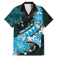 Personalised Hawaii Valentine Day Family Matching Mermaid Dress and Hawaiian Shirt Polynesian Hibiscus Art Style Turquoise
