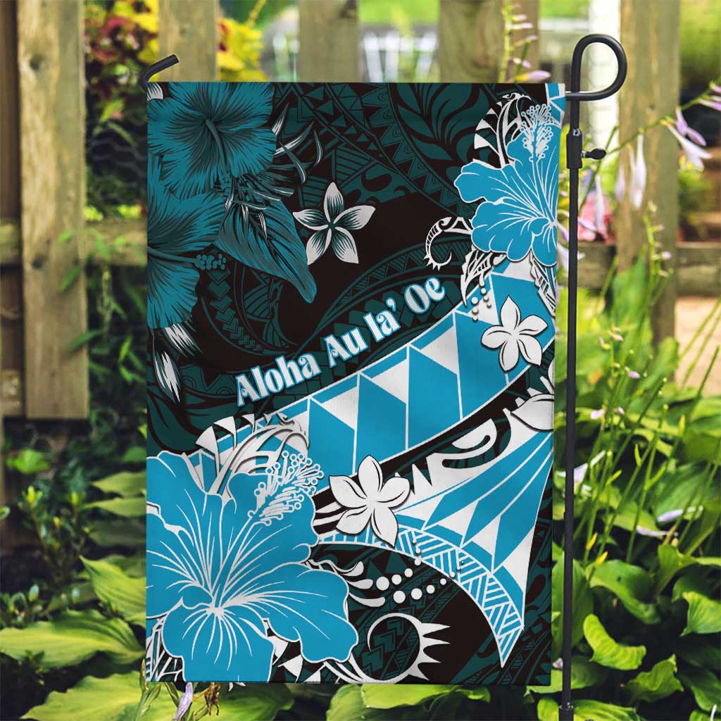 Hawaii Valentine Day Garden Flag Polynesian Hibiscus Art Style Turquoise LT05 Garden Flag Turquoise - Polynesian Pride