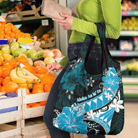 Hawaii Valentine Day Grocery Bag Polynesian Hibiscus Art Style Turquoise LT05 - Polynesian Pride