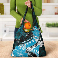 Hawaii Valentine Day Grocery Bag Polynesian Hibiscus Art Style Turquoise LT05 - Polynesian Pride