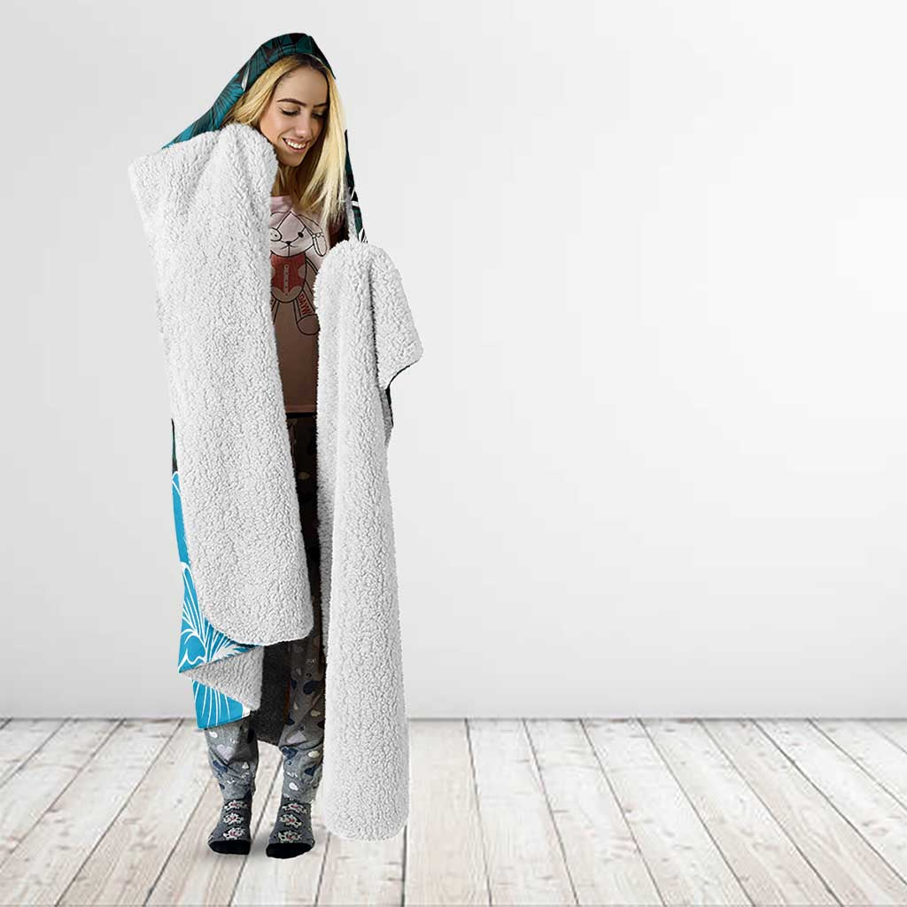 Hawaii Valentine Day Hooded Blanket Polynesian Hibiscus Art Style Turquoise LT05 - Polynesian Pride