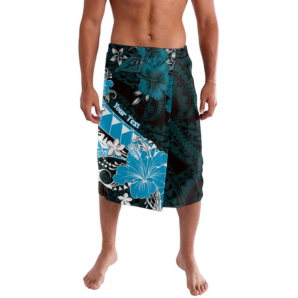 Personalised Hawaii Valentine Day Lavalava Polynesian Hibiscus Art Style Turquoise