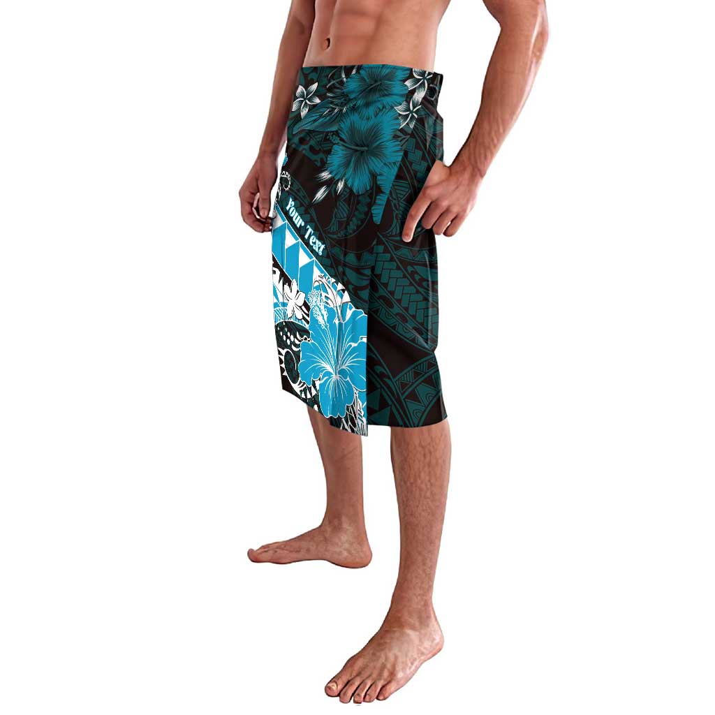 Personalised Hawaii Valentine Day Lavalava Polynesian Hibiscus Art Style Turquoise