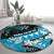 Hawaii Valentine Day Round Carpet Polynesian Hibiscus Art Style Turquoise