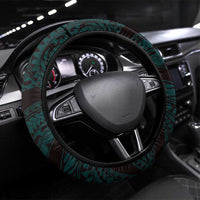 Hawaii Valentine Day Steering Wheel Cover Polynesian Hibiscus Art Style Turquoise LT05 Universal Fit Turquoise - Polynesian Pride