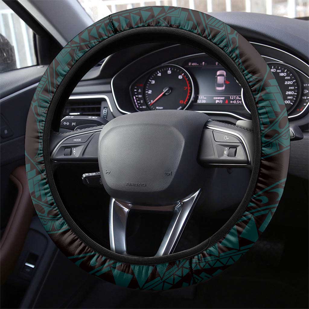 Hawaii Valentine Day Steering Wheel Cover Polynesian Hibiscus Art Style Turquoise LT05 - Polynesian Pride