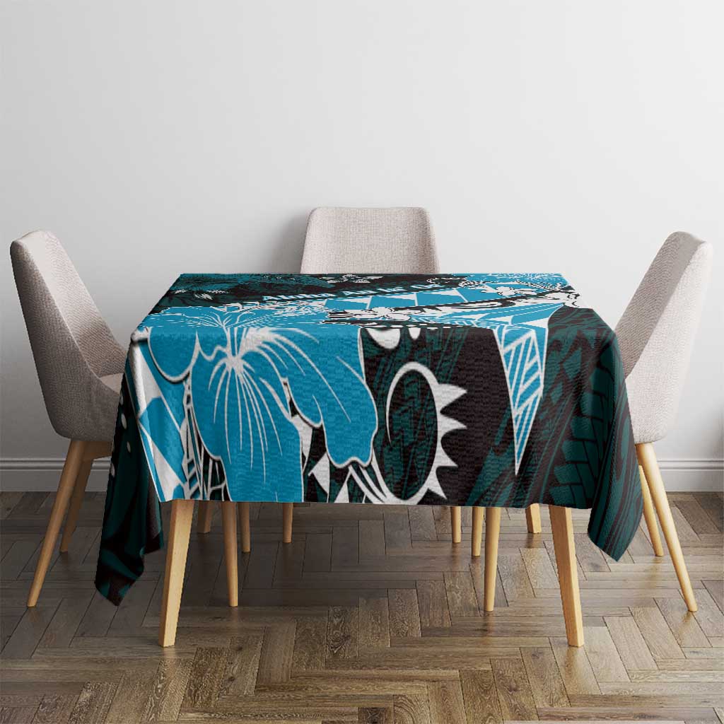 Hawaii Valentine Day Tablecloth Polynesian Hibiscus Art Style Turquoise LT05 - Polynesian Pride