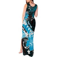 Personalised Hawaii Valentine Day Tank Maxi Dress Polynesian Hibiscus Art Style Turquoise