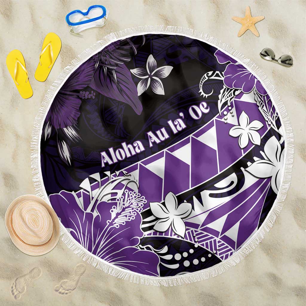 Hawaii Valentine Day Beach Blanket Polynesian Hibiscus Art Style Purple LT05 One Size 150cm Purple - Polynesian Pride