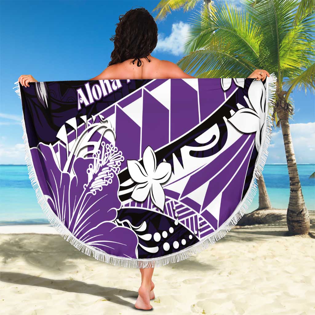 Hawaii Valentine Day Beach Blanket Polynesian Hibiscus Art Style Purple LT05 - Polynesian Pride