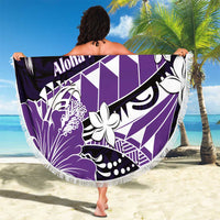 Hawaii Valentine Day Beach Blanket Polynesian Hibiscus Art Style Purple LT05 - Polynesian Pride