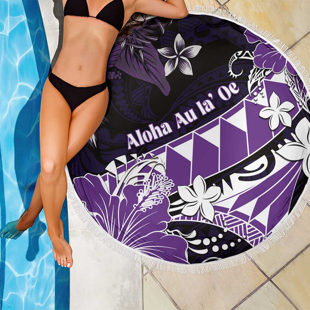 Hawaii Valentine Day Beach Blanket Polynesian Hibiscus Art Style Purple LT05 - Polynesian Pride