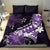 Hawaii Valentine Day Bedding Set Polynesian Hibiscus Art Style Purple