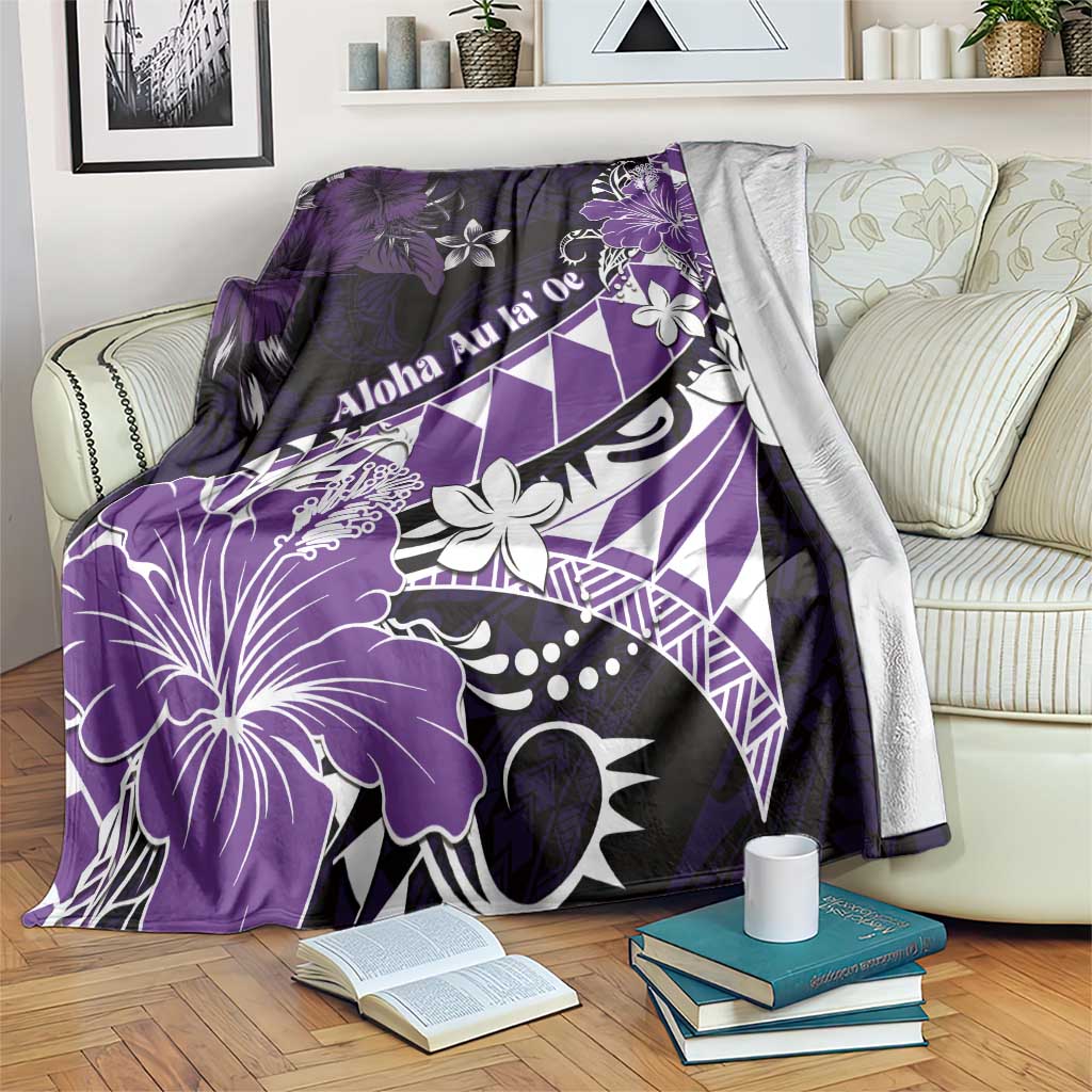 Hawaii Valentine Day Blanket Polynesian Hibiscus Art Style Purple