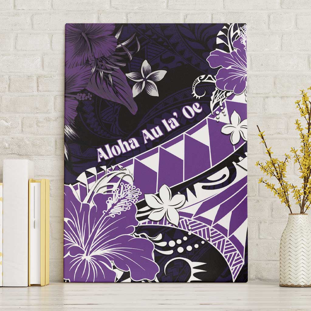 Hawaii Valentine Day Canvas Wall Art Polynesian Hibiscus Art Style Purple