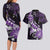 Personalised Hawaii Valentine Day Couples Matching Long Sleeve Bodycon Dress and Hawaiian Shirt Polynesian Hibiscus Art Style Purple