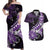 Personalised Hawaii Valentine Day Couples Matching Off Shoulder Maxi Dress and Hawaiian Shirt Polynesian Hibiscus Art Style Purple