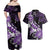 Personalised Hawaii Valentine Day Couples Matching Off Shoulder Maxi Dress and Hawaiian Shirt Polynesian Hibiscus Art Style Purple