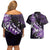 Personalised Hawaii Valentine Day Couples Matching Off Shoulder Short Dress and Hawaiian Shirt Polynesian Hibiscus Art Style Purple