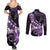 Personalised Hawaii Valentine Day Couples Matching Summer Maxi Dress and Long Sleeve Button Shirt Polynesian Hibiscus Art Style Purple