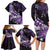 Personalised Hawaii Valentine Day Family Matching Long Sleeve Bodycon Dress and Hawaiian Shirt Polynesian Hibiscus Art Style Purple