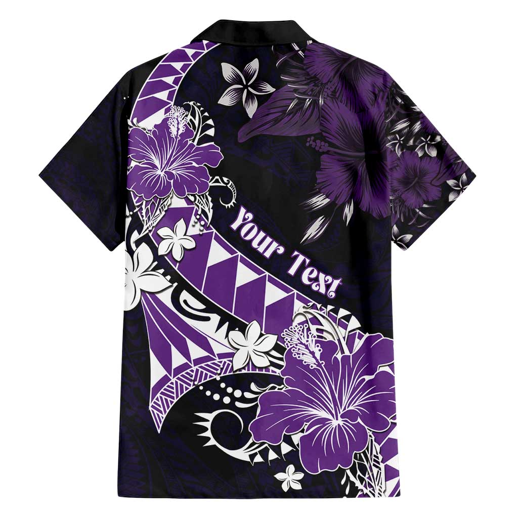 Personalised Hawaii Valentine Day Family Matching Long Sleeve Bodycon Dress and Hawaiian Shirt Polynesian Hibiscus Art Style Purple