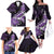 Personalised Hawaii Valentine Day Family Matching Off The Shoulder Long Sleeve Dress and Hawaiian Shirt Polynesian Hibiscus Art Style Purple