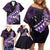 Personalised Hawaii Valentine Day Family Matching Off Shoulder Short Dress and Hawaiian Shirt Polynesian Hibiscus Art Style Purple