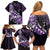 Personalised Hawaii Valentine Day Family Matching Off Shoulder Short Dress and Hawaiian Shirt Polynesian Hibiscus Art Style Purple