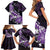 Personalised Hawaii Valentine Day Family Matching Short Sleeve Bodycon Dress and Hawaiian Shirt Polynesian Hibiscus Art Style Purple