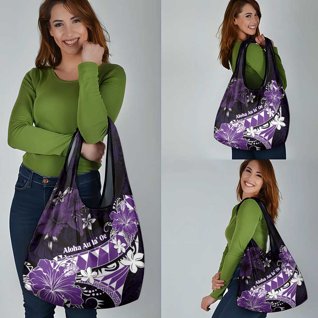 Hawaii Valentine Day Grocery Bag Polynesian Hibiscus Art Style Purple LT05 - Polynesian Pride