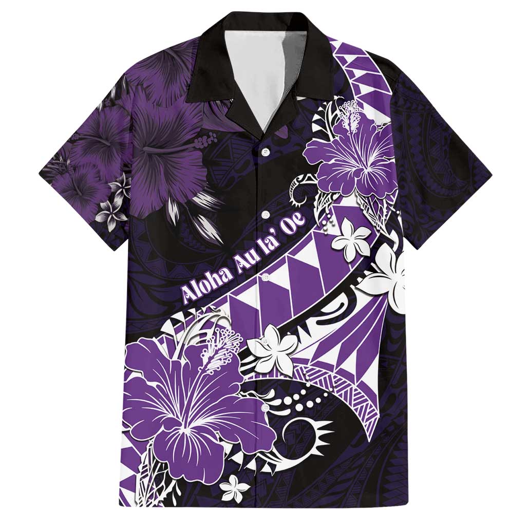 Personalised Hawaii Valentine Day Hawaiian Shirt Polynesian Hibiscus Art Style Purple