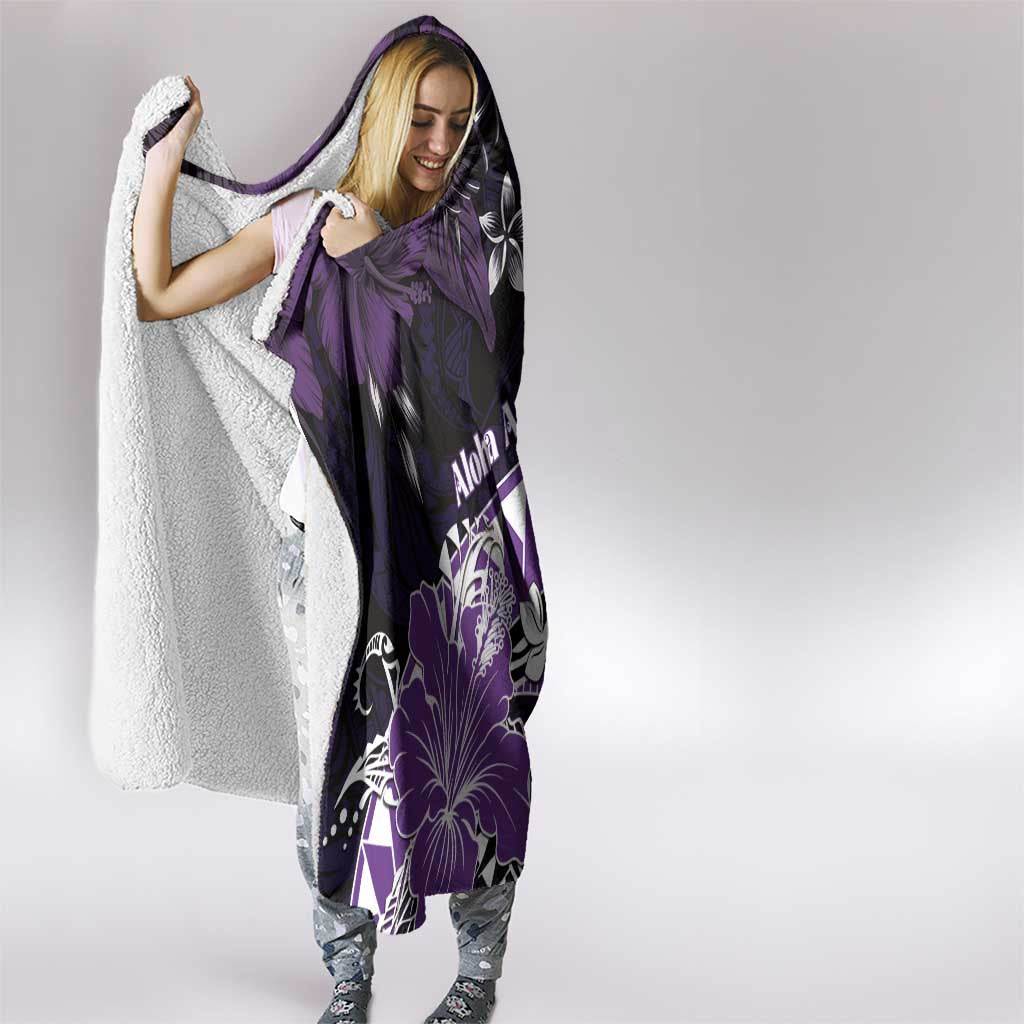 Hawaii Valentine Day Hooded Blanket Polynesian Hibiscus Art Style Purple LT05 - Polynesian Pride