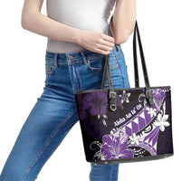Hawaii Valentine Day Leather Tote Bag Polynesian Hibiscus Art Style Purple LT05 - Polynesian Pride