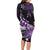 Personalised Hawaii Valentine Day Long Sleeve Bodycon Dress Polynesian Hibiscus Art Style Purple