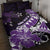 Hawaii Valentine Day Quilt Bed Set Polynesian Hibiscus Art Style Purple