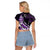 Personalised Hawaii Valentine Day Raglan Cropped T Shirt Polynesian Hibiscus Art Style Purple