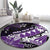 Hawaii Valentine Day Round Carpet Polynesian Hibiscus Art Style Purple